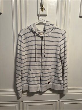 Roxy Cream and Navy Striped Zip Hoodie